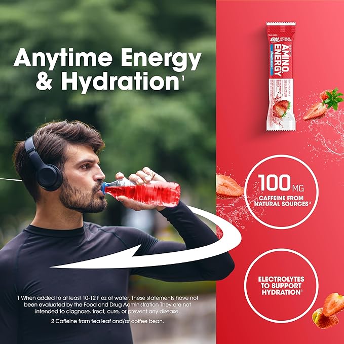 Optimum Nutrition Amino Energy Plus Hydration Packets, On-The-Go Energy Powder - Image 5
