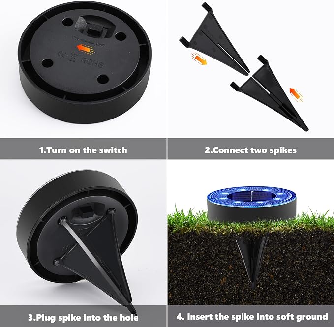 Joomer Solar Ground Lights, 16 Pack 8 LED Solar Lights Outdoor IP68 Waterproof - Image 5