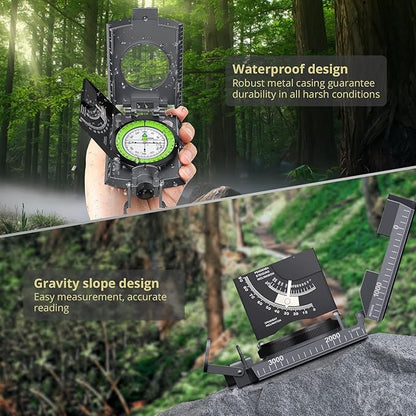 Anbte Compass Hiking Survival, IP65 Waterproof Metal Compass - Image 2