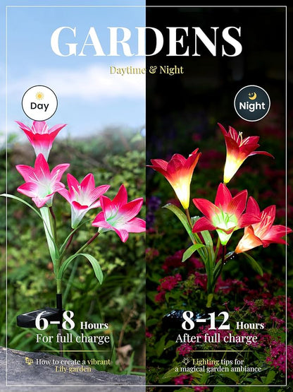 GIGALUMI Solar Outdoor Flower Lights, 4 Pack Waterproof Solar Garden Light - Image 3