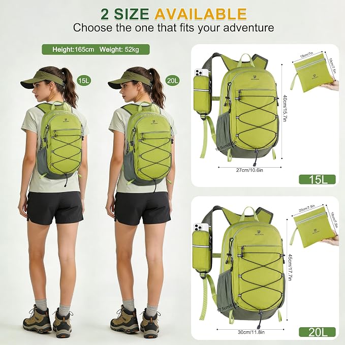 BECOJADDE Hiking Backpack 20L Small Backpack Packable Day pack Water Resistant - Image 6