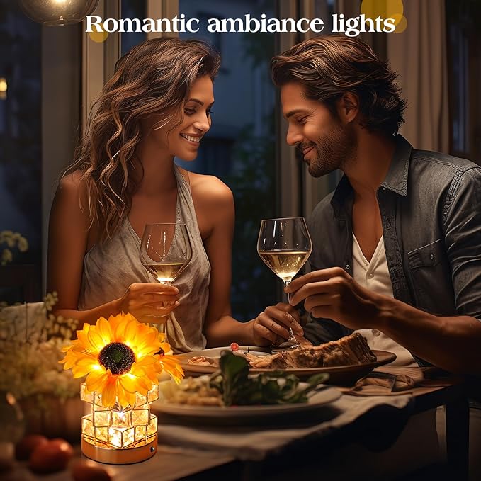 AMWGIMI Sunflowers Flower Lamp, Rechargeable Cordless Touch Table Lamp - Image 5