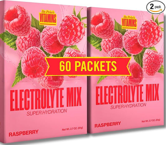 Dr. Price’s Electrolytes Powder Packets – Raspberry, 60 Packets | Sugar Free by DrPricesVitamins