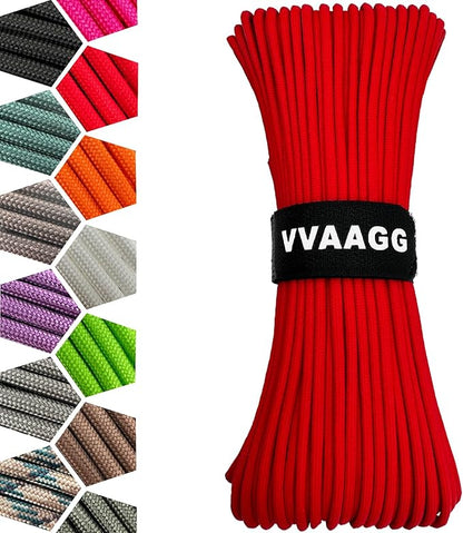 VVAAGG 1000 Red Paracord 200FT Utility Parachute Cord 4mm Nylon String12 Strand by ParacordSpecialist