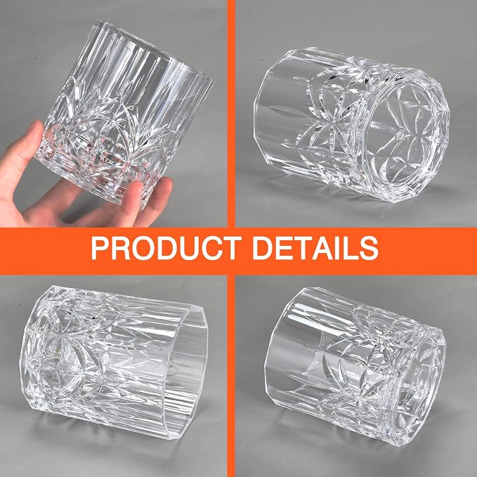 12 Sets Plastic Whiskey Glasses 14 oz Unbreakable Whiskey Drinking Glasses Old - Image 3