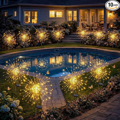 Solar Firework Lights, 10 Pack 120 LEDs 8 Lighting Modes Twinkle Solar Garden by Fairdeer