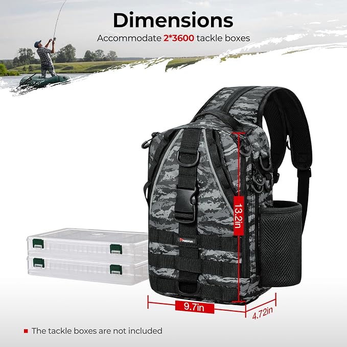 Piscifun Fishing Backpack with Rod Holder, Lightweight Sling Bag Storge Gear - Image 5