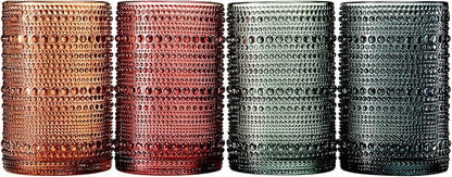 Khen Hobnail Beaded Highball Drinking Tumbler Glasses | Set of 4 | Color - Image 4