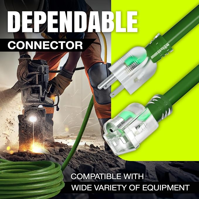 6ft Outdoor/Indoor Extension Cord 14/3 Gauge Heavy Duty 3 Prong SJTW, Waterproof - Image 4