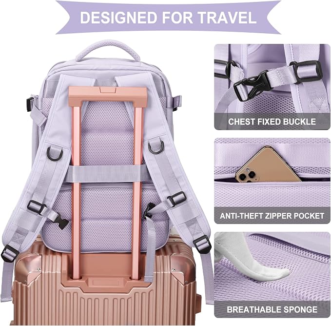 WONHOX Large Travel Backpack Carry on Flight Approved Laptop Work Business - Image 6