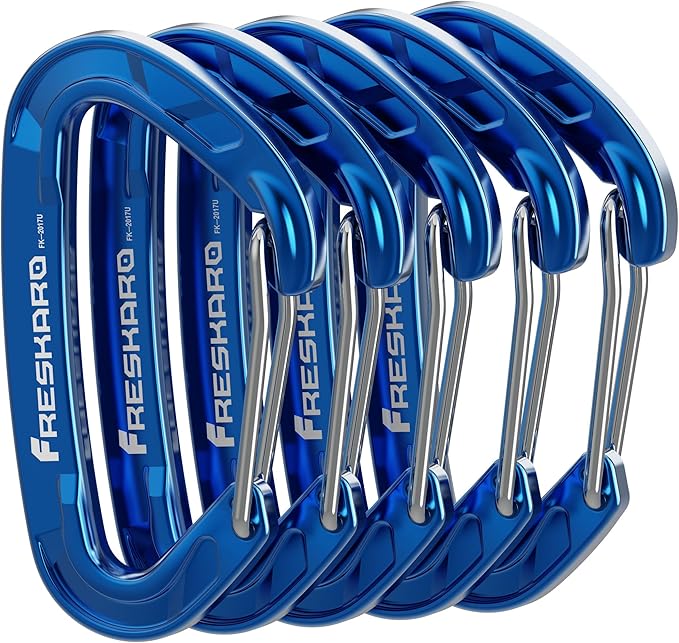 FresKaro 5pcs Nano Carabiner Clips, 8kN 1798lbs, Small Sturdy, Reliable by FresKaro