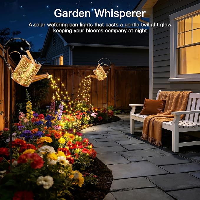Ollny Solar Watering Can with Cascading Lights Outdoor Garden Decor, Birthday - Image 8