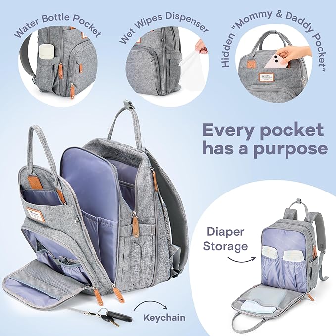 RUVALINO Diaper Bag Backpack-Expandable Baby Bag - Image 3