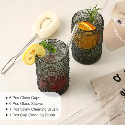ZMOWIPDL Vintage Glassware Drinking Glasses Set of 6, 15 oz Hobnail Glass Cups - Image 5