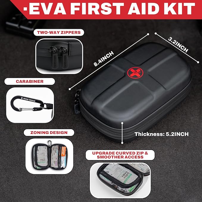 RHINO RESCUE EVA First Aid Kit, Small Waterproof Backpack Emergency Hiking - Image 3