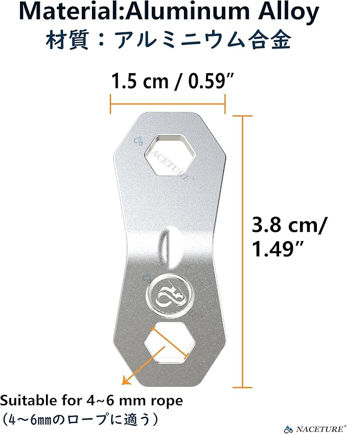 NACETURE Aluminum Alloy Rope Tensioner Tent Guyline Cord Adjuster - Image 2