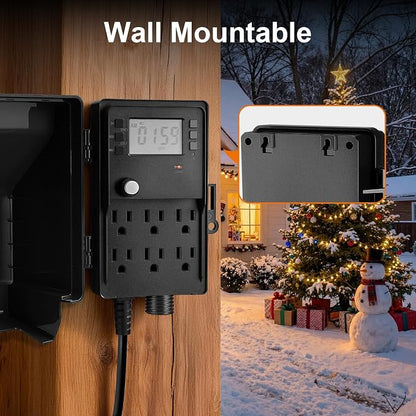 SURAIELEC Outdoor Power Stake, 7-Day Programmable Digital Timer, Power Strip - Image 6
