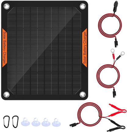 OYMSAE 12V Solar Battery Charger ，5W Waterproof Solar Battery Maintainer by OYMSAE
