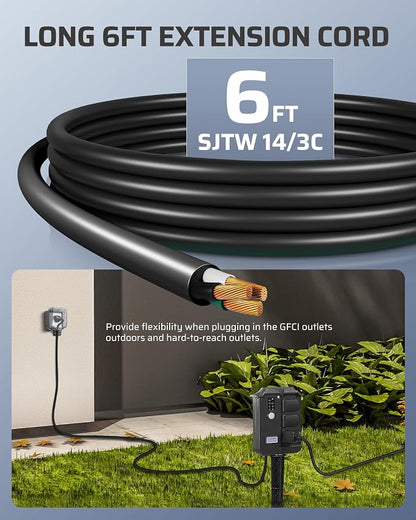 DEWENWILS Outdoor Power Stake Timer Waterproof, 6 Grounded Outlets, 6FT - Image 6