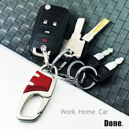 Keychain with Carabiner Clip, 4 Heavy Duty Key Rings and D Ring - Image 4