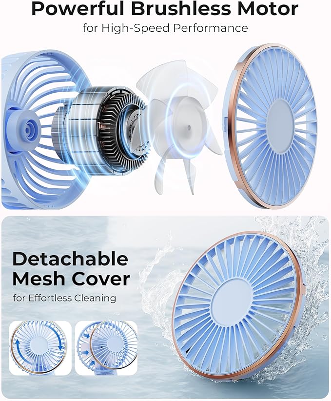 TUNISE Portable Handheld Fan, Portable Fan Rechargeable, 180° Adjustable - Image 3