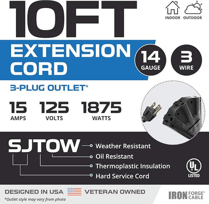 Iron Forge Cable 14 Gauge Outdoor Extension Cord 10 Ft - Image 2
