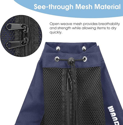 WANDF Swim Bag Mesh Drawstring Backpack Beach Backpack - Image 5