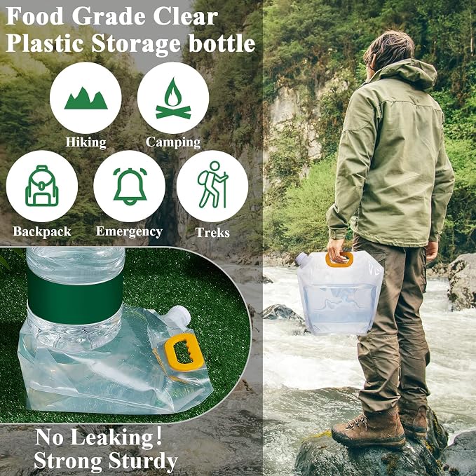 Tessco for you 8 Pack 1.3 Gallon Collapsible Water Storage Bag Water Container - Image 3