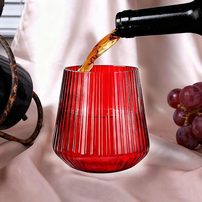 Lueumxc 40 Pack Plastic Ribbed Wine Glasses, 14Oz Origami Disposable Wine - Image 4
