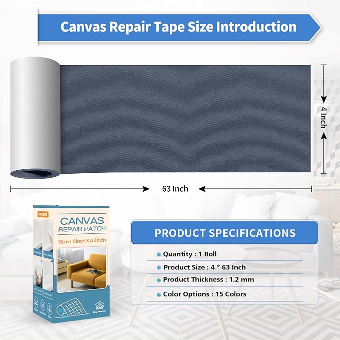 KING MOUNTAIN Canvas Repair Tape, Outdoor Gear Patch, 4×63 Inches, Waterproof - Image 4