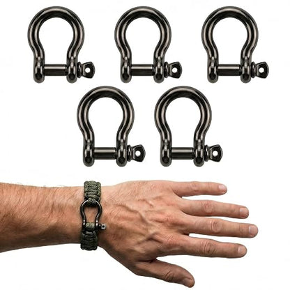 Black Nickel 5/32" Bow Shackle, 5 Pack by Unknown