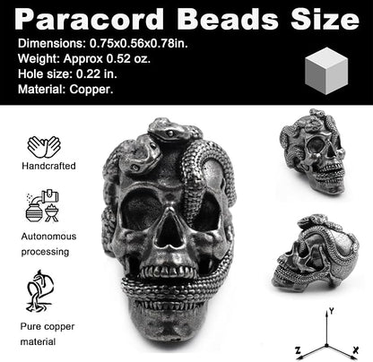 Skull Paracord Bead, 0.75x0.56x0.78 inches, - Image 2