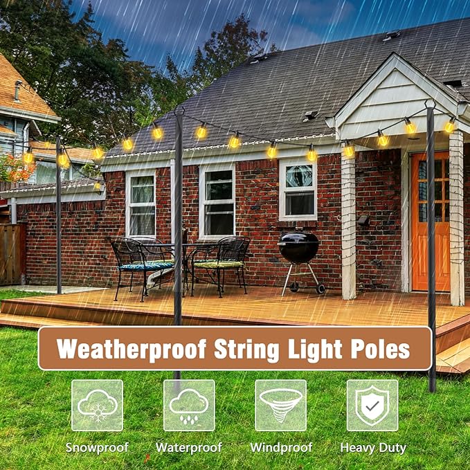 NUERPO 7 Pack String Light Poles, Metal Poles - Image 5
