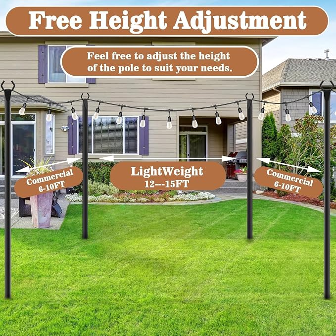 NUERPO 10 Pack String Light Poles, Metal Poles - Image 6