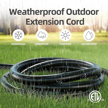 TiFFCOFiO Indoor Outdoor Extension Cord Waterproof, 60 Feet 3 Prong Power Cord - Image 2