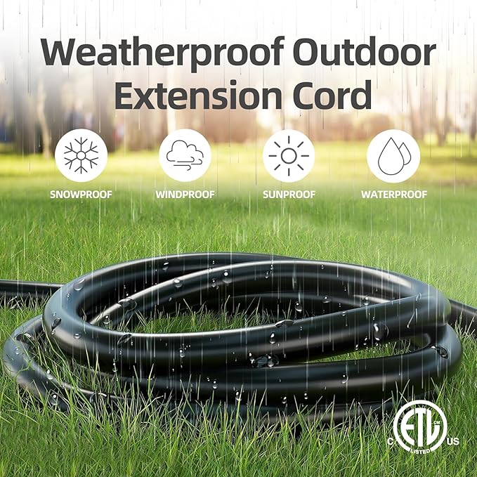TiFFCOFiO Indoor Outdoor Extension Cord Waterproof, 30 Feet 3 Prong Power Cord - Image 5
