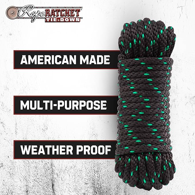 Rope Ratchet 1/2" 50 ft Braided Polypropylene Utility Cord, Weather Resistant - Image 3