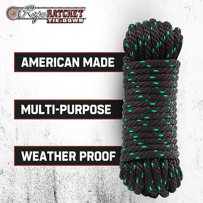 Rope Ratchet 1/2" 50 ft Braided Polypropylene Utility Cord, Weather Resistant - Image 3