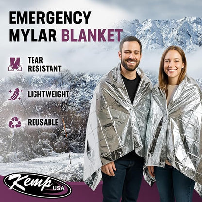Kemp USA Emergency Mylar Blanket Pack of 25 Lightweight Thermal Reflective - Image 2