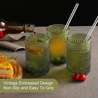 ZMOWIPDL Vintage Glassware Drinking Glasses Set of 6, 15 oz Hobnail Glass Cups - Image 7