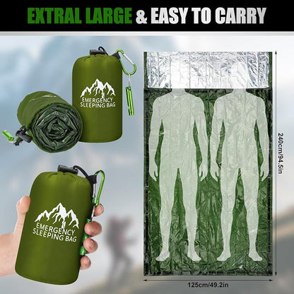 Oudain 2 Pcs XL Emergency Sleeping Bag 94.5" x 49.2" Waterproof Survival - Image 2