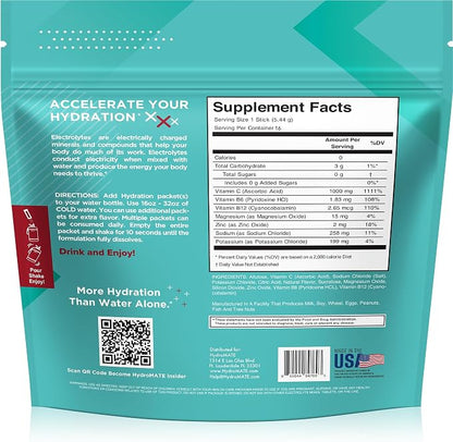 Electrolyte Powder Sugar-Free Hydration Packets Black Cherry HydroMATE 16 Sticks - Image 4