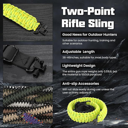 Double Braide 550LB Shotgun Sling 2 Point Paracord Rifle Sling, Non-Slip - Image 4