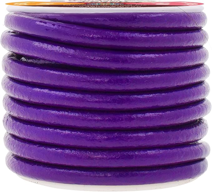 Mandala Crafts Round Genuine Purple Leather Cord - Image 2