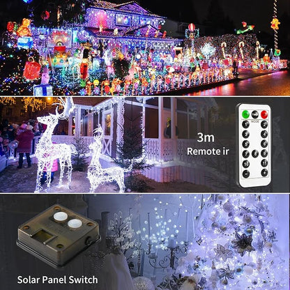JMEXSUSS 2 Pack Solar Christmas Lights Outdoor Waterproof, 100 LED 33ft White - Image 4