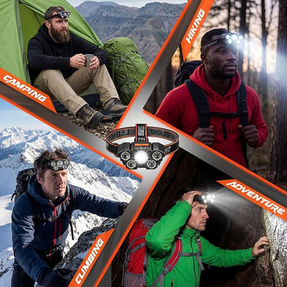 10 Pack Rechargeable Headlamp, USB Rechargeable LED Head Lamp Bulk, 4 Mode 90° - Image 5
