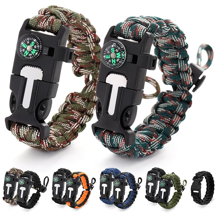 Paracord Bracelets for Men and Women – Adjustable Survival Paracord Bracelet by NADOBA