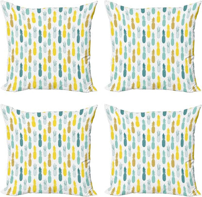 Ambesonne Pineapple Decorative Throw Pillow Case Pack of 4, Tropical Pattern of by Ambesonne