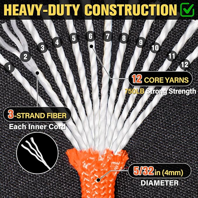 Paracord Rope 750 lb - 1000ft 5/32" Parachute Cord 4MM 12-Strand para Cord - - Image 3