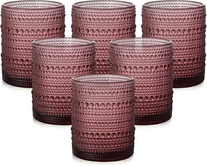 ZMOWIPDL Vintage Glassware Drinking Glasses Set of 6, 12 oz Hobnail Glass Cups by ZMOWIPDL